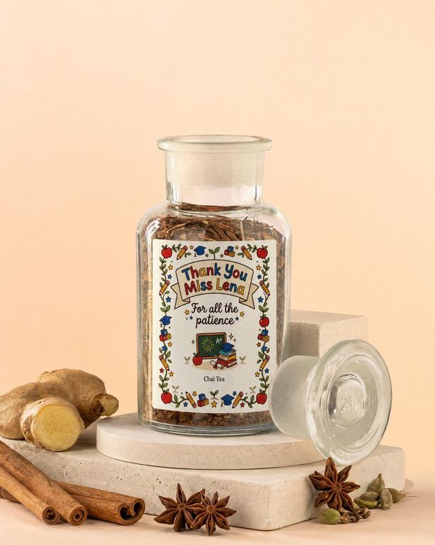 Personalised chai tea jar to thank a teacher at the end of the school year