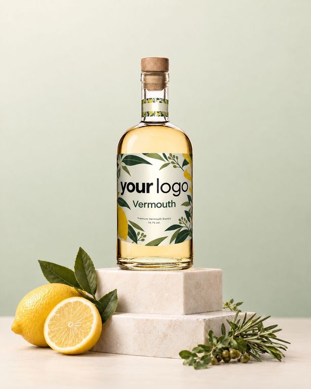 Gepersonaliseerde vermouth met bedrijfslogo als relatiegeschenk
