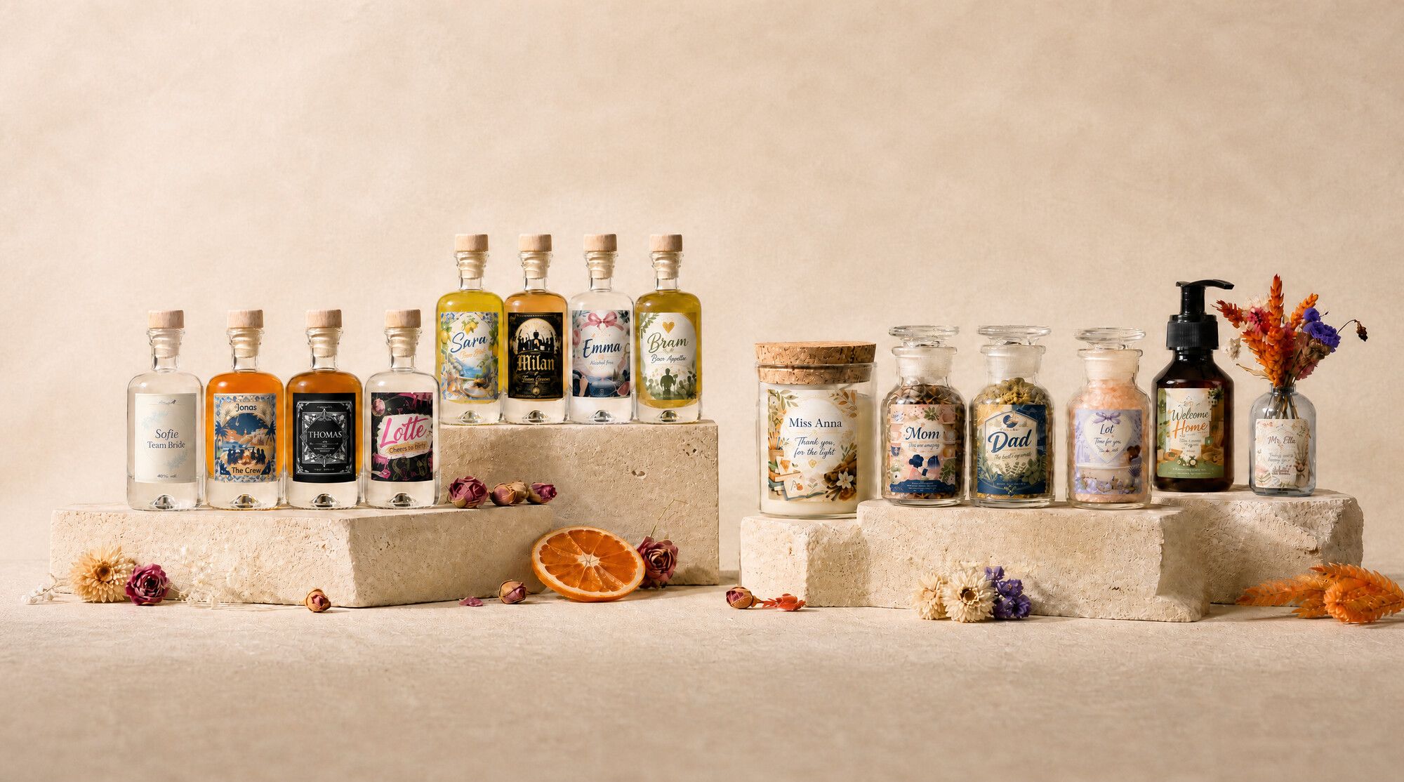 Overzicht van alle gepersonaliseerde mini producten van MakeYour