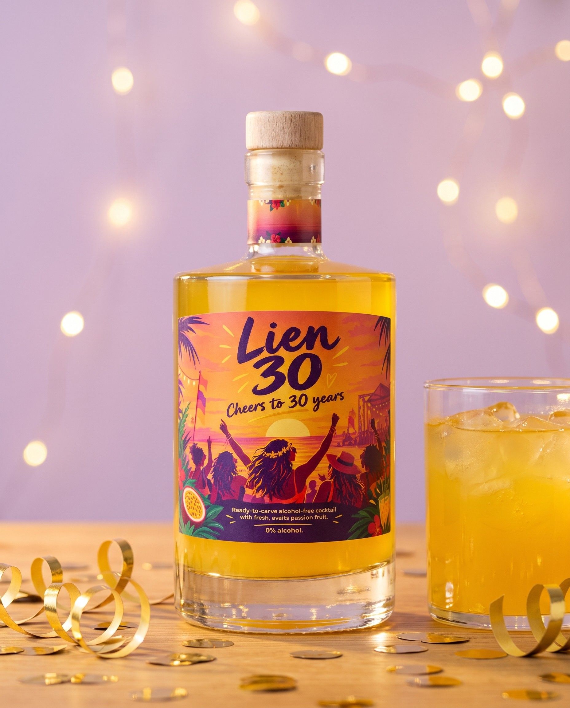 Gepersonaliseerde mocktail passievrucht voor een dertigste verjaardag