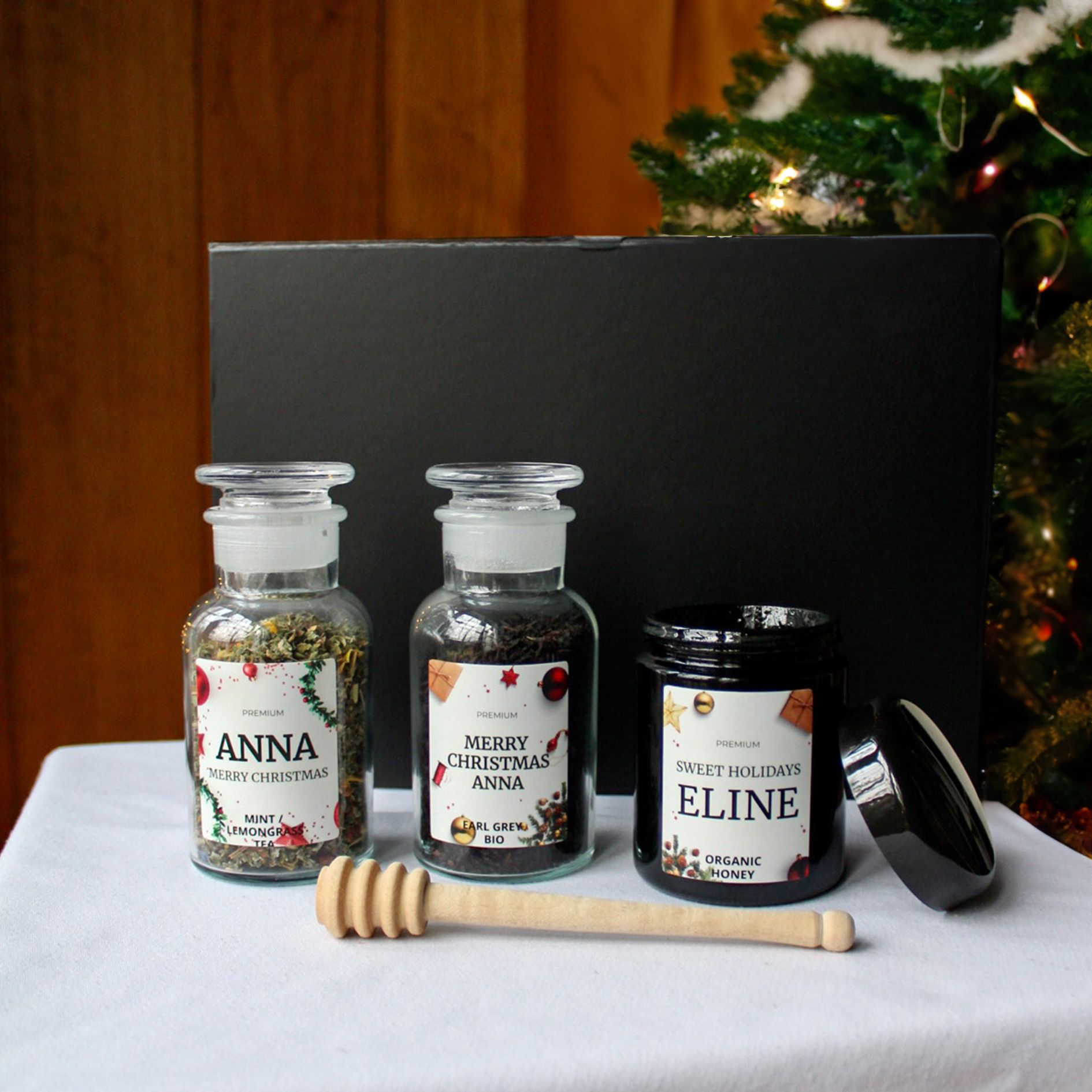 personalised tea + honey box