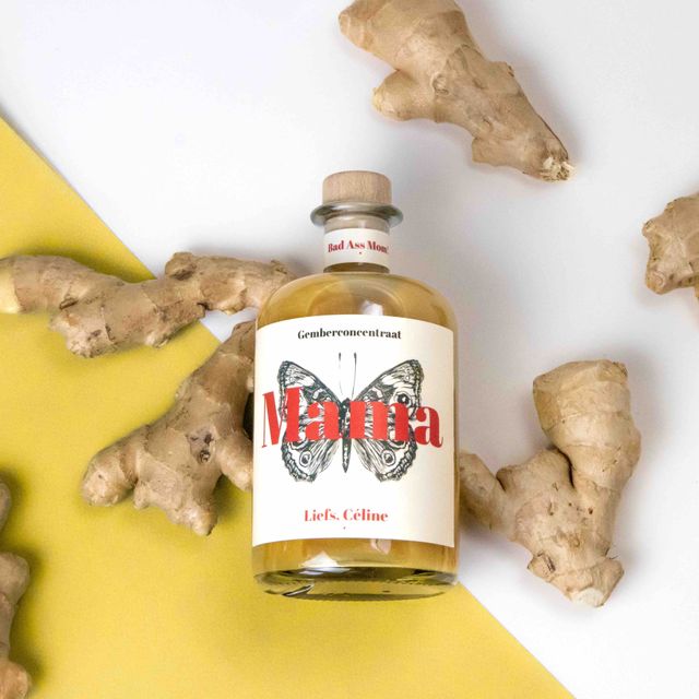 Personalised ginger concentrate with a custom label