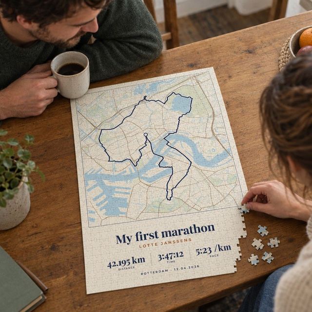 Marathon sports puzzle showing a personalised route map