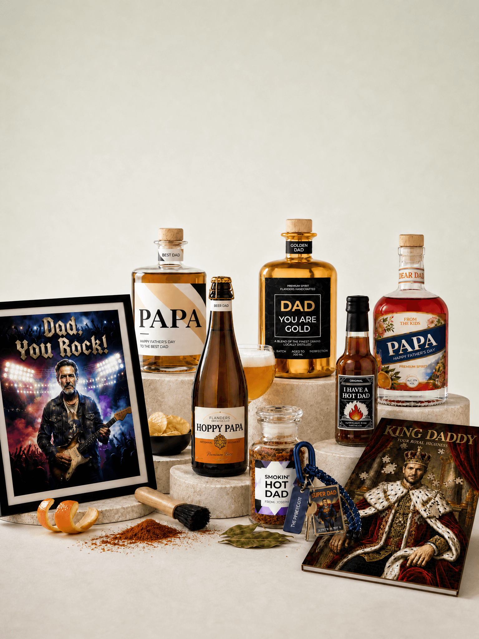 Vaderdag cadeaus van MakeYour — gepersonaliseerde flessen, posters en cadeaus voor papa (mobile banner)
